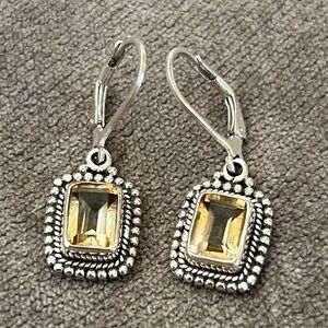 Citrine and Sterling Silver Drop Earrings